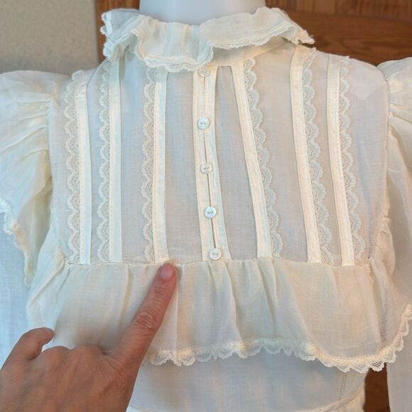 GUNNE SAX BY JESSICA 1970s Vintage Prairie Style Long Sleeve Maxi Dress - Picture 5 of 17